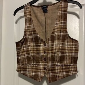 Justify Brown Plaid Tank Top